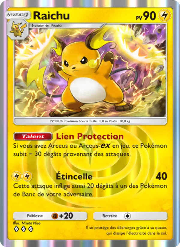 Carte Pokémon Raichu 026/75 de l'extension Lumière Triomphale