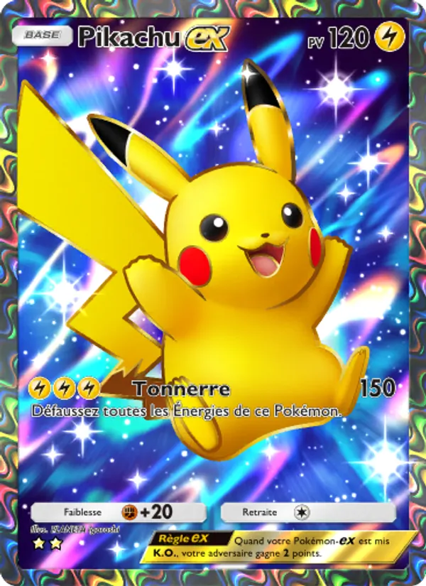 Carte Pokémon Pikachu-ex 082/72 de l'extension Réjouissances Rayonnantes