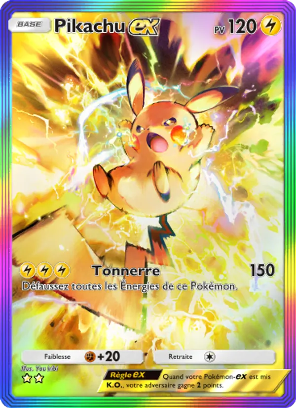 Carte Pokémon Pikachu-ex 092/72 de l'extension Réjouissances Rayonnantes