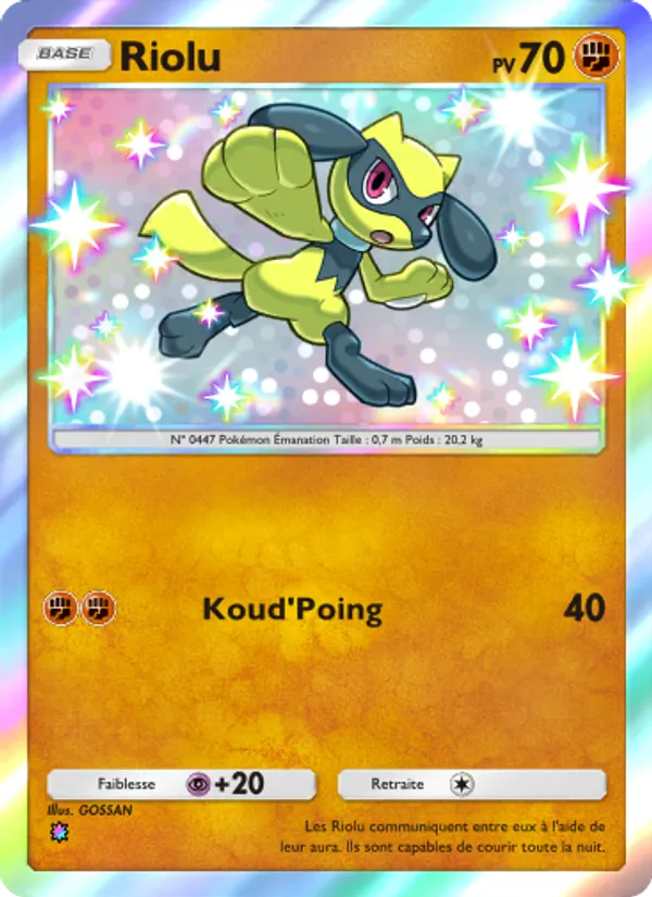 Carte Pokémon Riolu 104/72 de l'extension Réjouissances Rayonnantes