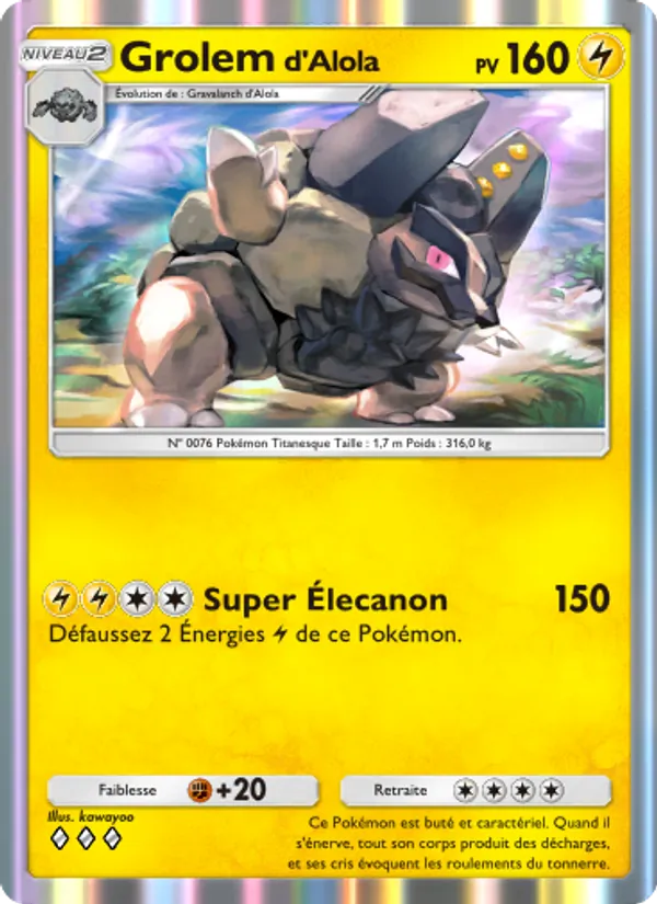 Carte Pokémon Grolemd'Alola 061/155 de l'extension Gardiens Astraux