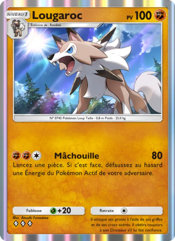 Carte Pokémon Lougaroc 100/155 de l'extension Gardiens Astraux