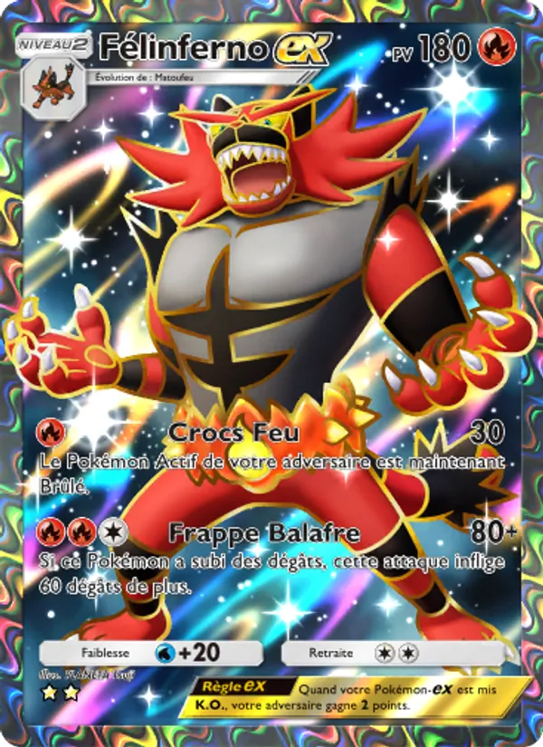 Carte Pokémon Félinferno-ex 182/155 de l'extension Gardiens Astraux