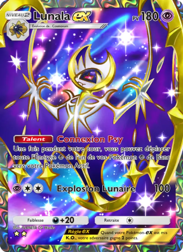 Carte Pokémon Lunala-ex 186/155 de l'extension Gardiens Astraux