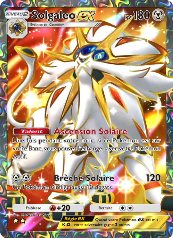Carte Pokémon Solgaleo-ex 189/155 de l'extension Gardiens Astraux