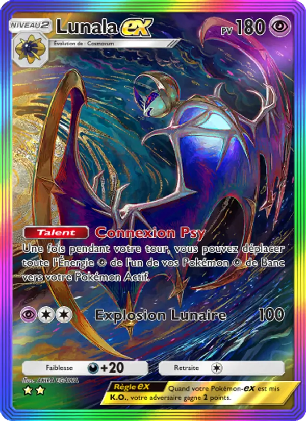 Carte Pokémon Lunala-ex 204/155 de l'extension Gardiens Astraux