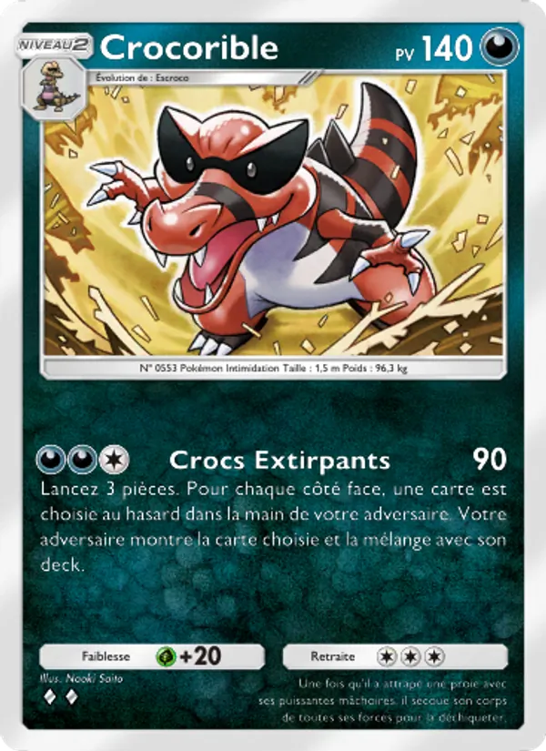 Carte Pokémon Crocorible 041/69 de l'extension Crise Interdimensionnelle