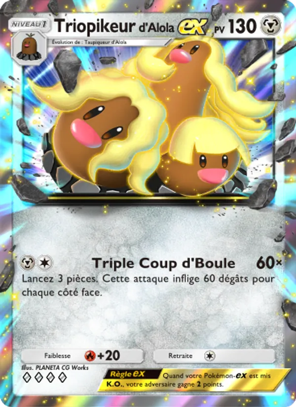 Carte Pokémon Triopikeur d'Alola-ex 047/69 de l'extension Crise Interdimensionnelle