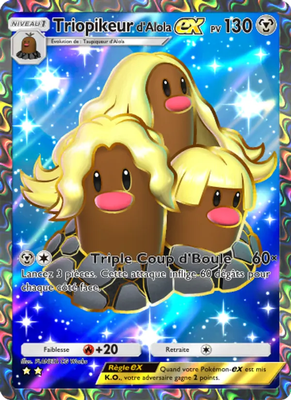 Carte Pokémon Triopikeur d'Alola-ex 080/69 de l'extension Crise Interdimensionnelle