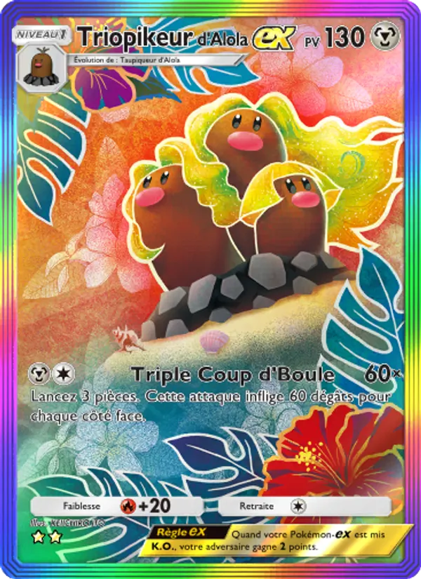 Carte Pokémon Triopikeur d'Alola-ex 087/69 de l'extension Crise Interdimensionnelle