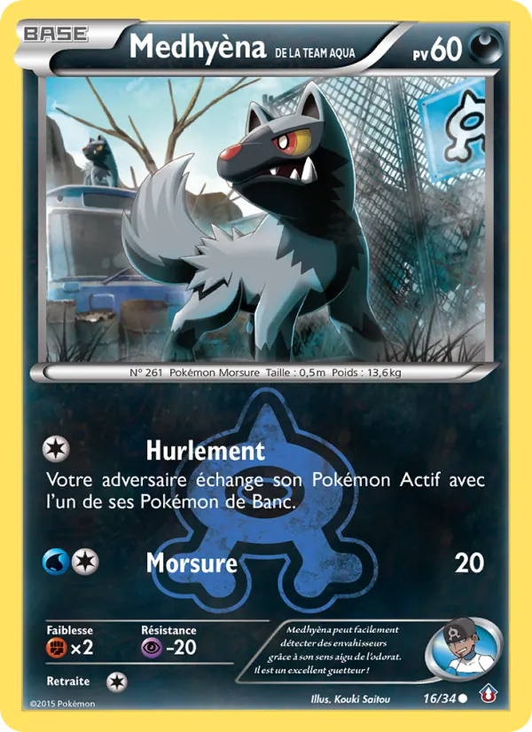 Carte Pokémon Medhyèna de la Team Aqua 16/34 de l'extension Double Danger