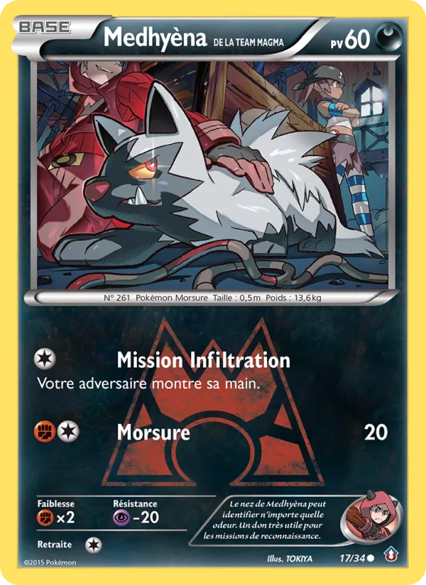 Carte Pokémon Medhyèna de la Team Magma 17/34 de l'extension Double Danger