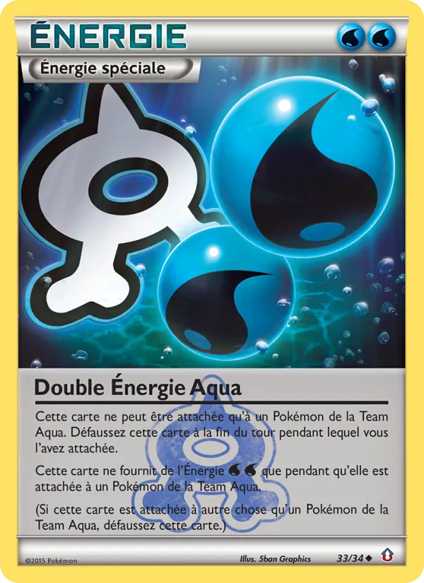 Carte Pokémon Double Énergie Aqua 33/34 de l'extension Double Danger