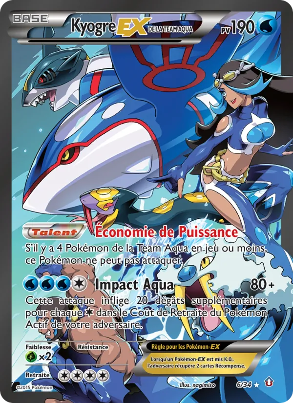 Carte Pokémon Kyogre-EX de la Team Aqua 6/34 de l'extension Double Danger