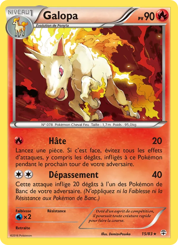 Carte Pokémon Galopa 15/83 de l'extension Générations