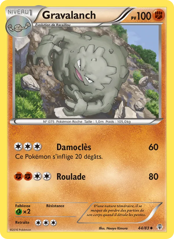 Carte Pokémon Gravalanch 44/83 de l'extension Générations