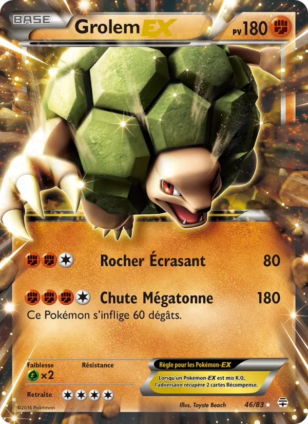 Carte Pokémon Grolem-EX 46/83 de l'extension Générations