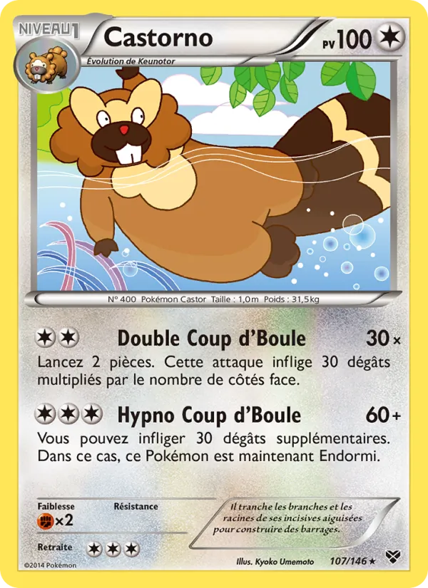 Carte Pokémon Castorno 107/146 de l'extension XY