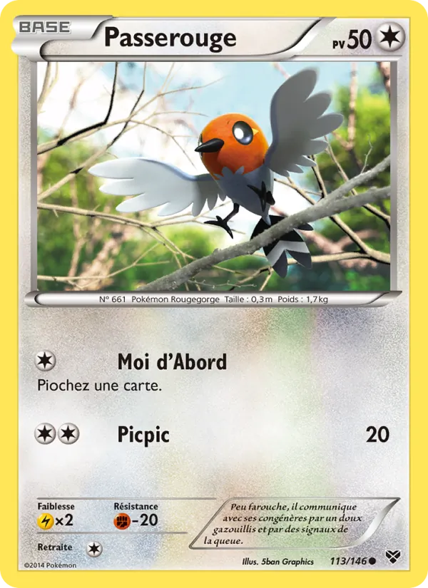 Carte Pokémon Passerouge 113/146 de l'extension XY