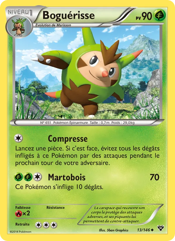 Carte Pokémon Boguérisse 13/146 de l'extension XY