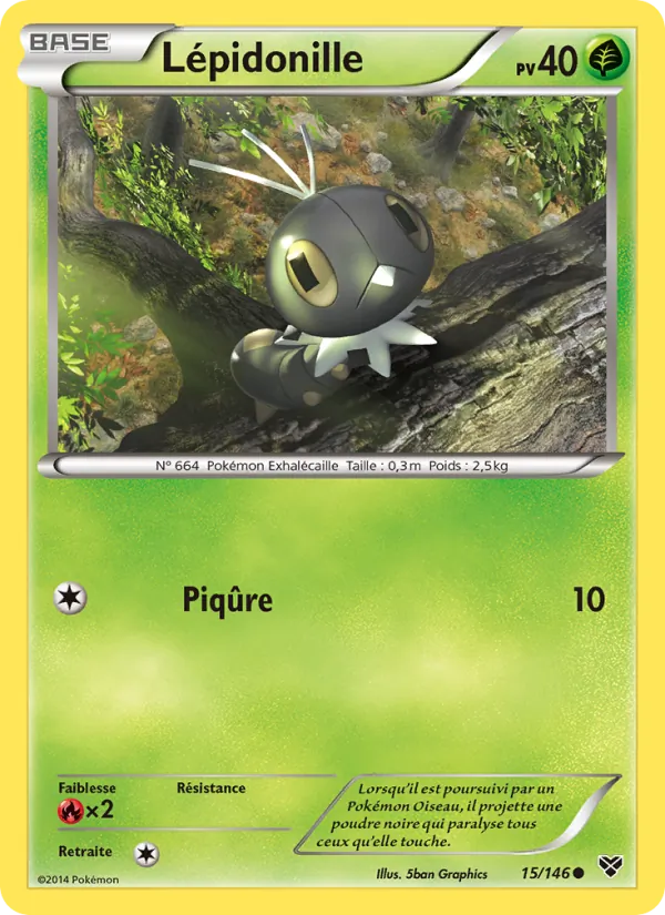 Carte Pokémon Lépidonille 15/146 de l'extension XY