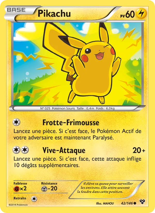 Carte Pokémon Pikachu 42/146 de l'extension XY