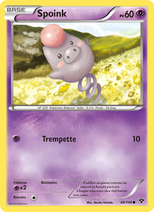 Carte Pokémon Spoink 49/146 de l'extension XY