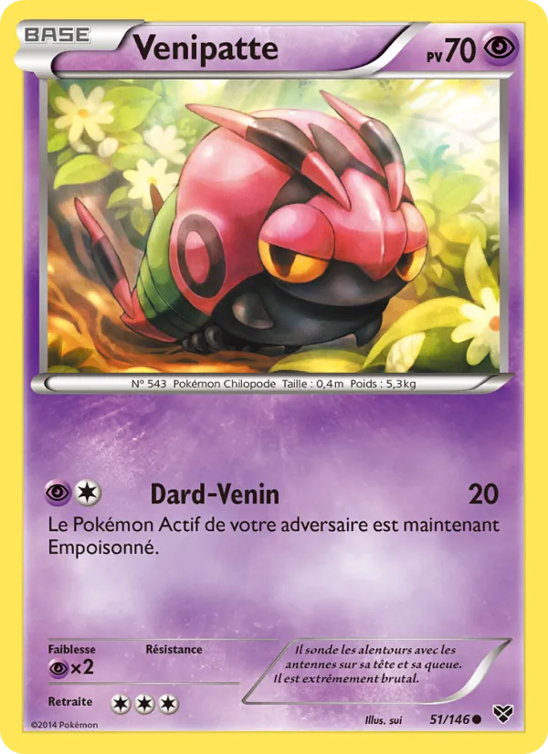Carte Pokémon Venipatte 51/146 de l'extension XY
