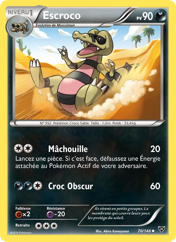Carte Pokémon Escroco 70/146 de l'extension XY