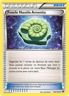 Carte Pokémon Fossile Nautile Amonita 102 — Impact des Destins