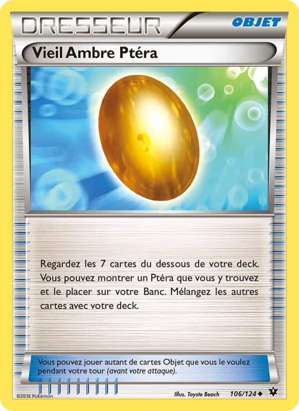 Carte Pokémon Vieil Ambre Ptéra 106/124 de l'extension Impact des Destins
