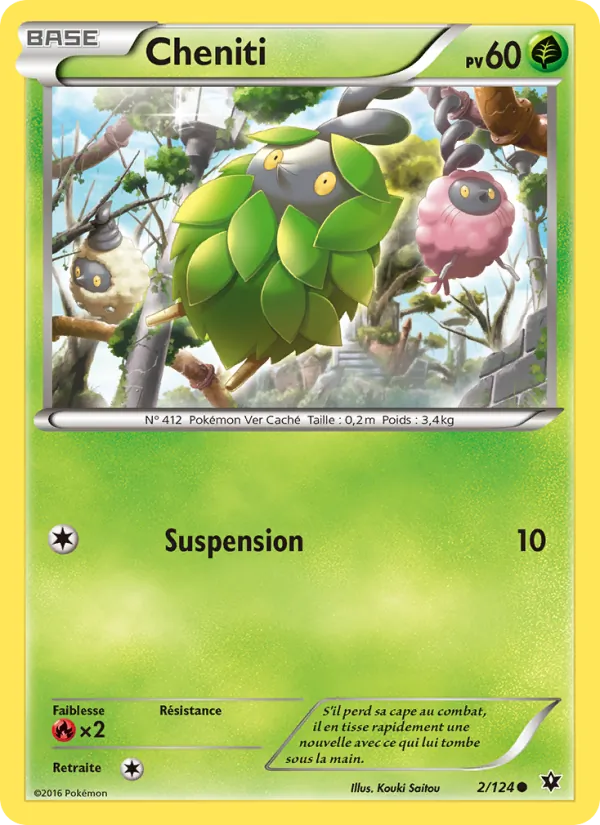 Carte Pokémon Cheniti 2/124 de l'extension Impact des Destins