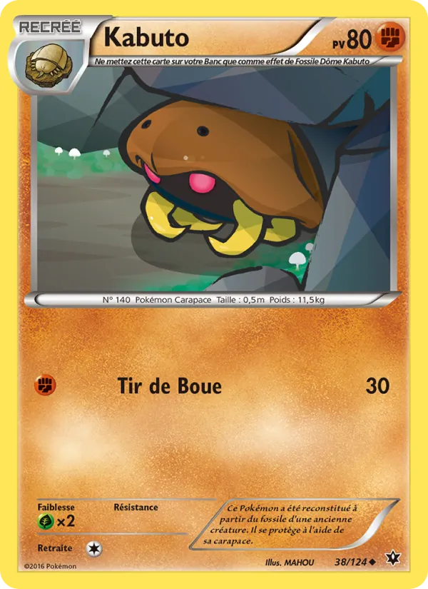 Carte Pokémon Kabuto 38/124 de l'extension Impact des Destins