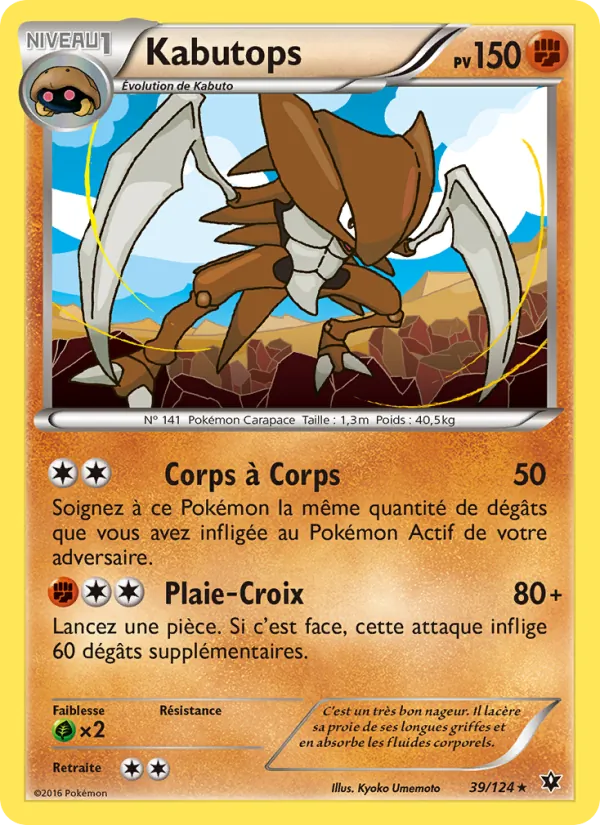Carte Pokémon Kabutops 39/124 de l'extension Impact des Destins