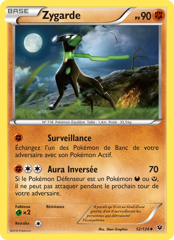 Carte Pokémon Zygarde 52/124 de l'extension Impact des Destins