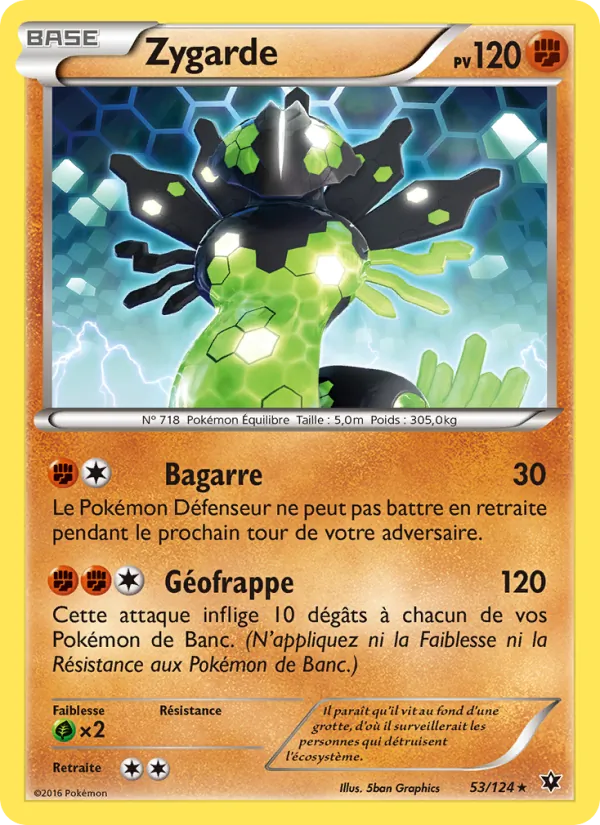 Carte Pokémon Zygarde 53/124 de l'extension Impact des Destins