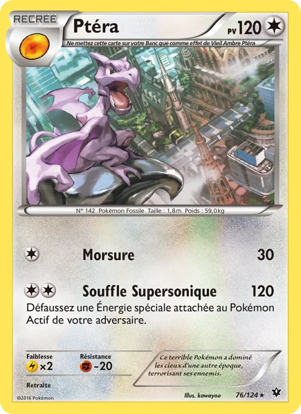 Carte Pokémon Ptéra 76/124 de l'extension Impact des Destins