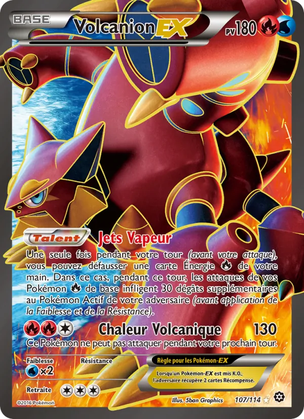 Carte Pokémon Volcanion EX 107/114 de l'extension Offensive Vapeur