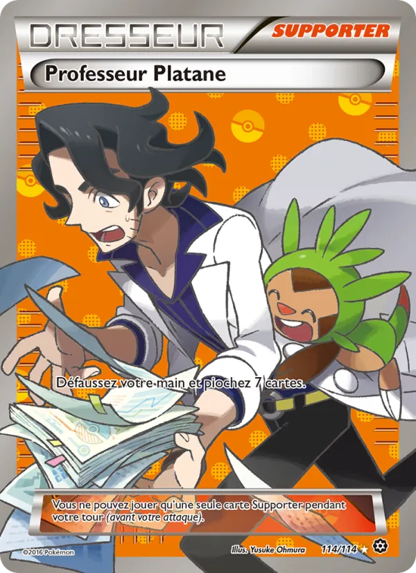 Carte Pokémon Professeur Platane 114/114 de l'extension Offensive Vapeur
