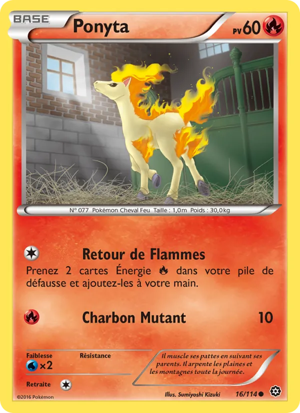Carte Pokémon Ponyta 16/114 de l'extension Offensive Vapeur