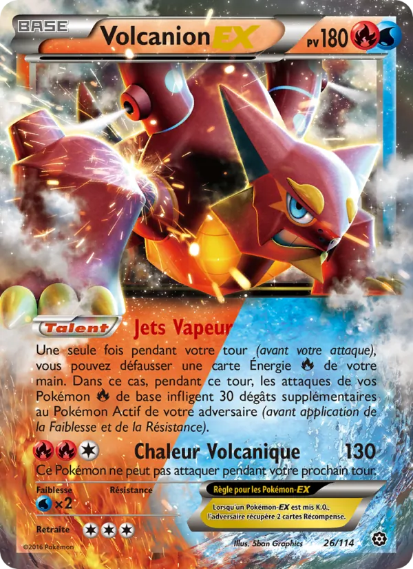 Carte Pokémon Volcanion EX 26/114 de l'extension Offensive Vapeur