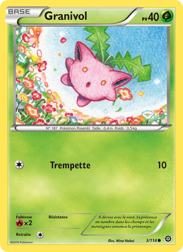 Carte Pokémon Granivol 3/114 de l'extension Offensive Vapeur