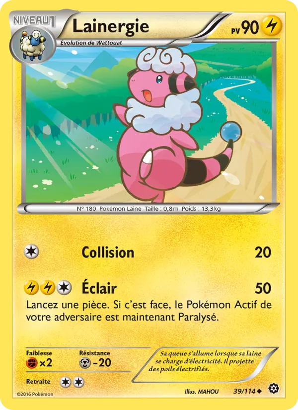 Carte Pokémon Lainergie 39/114 de l'extension Offensive Vapeur