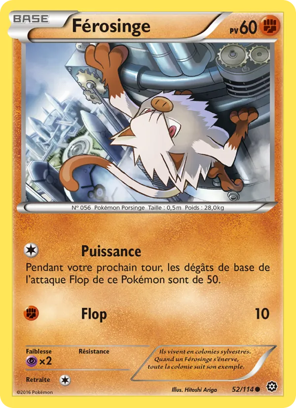 Carte Pokémon Férosinge 52/114 de l'extension Offensive Vapeur