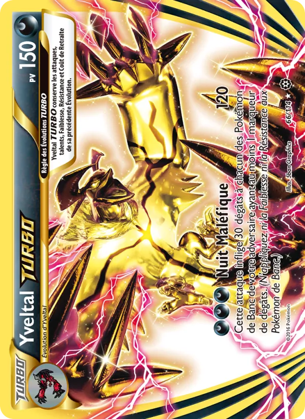 Carte Pokémon Yveltal TURBO 66/114 de l'extension Offensive Vapeur