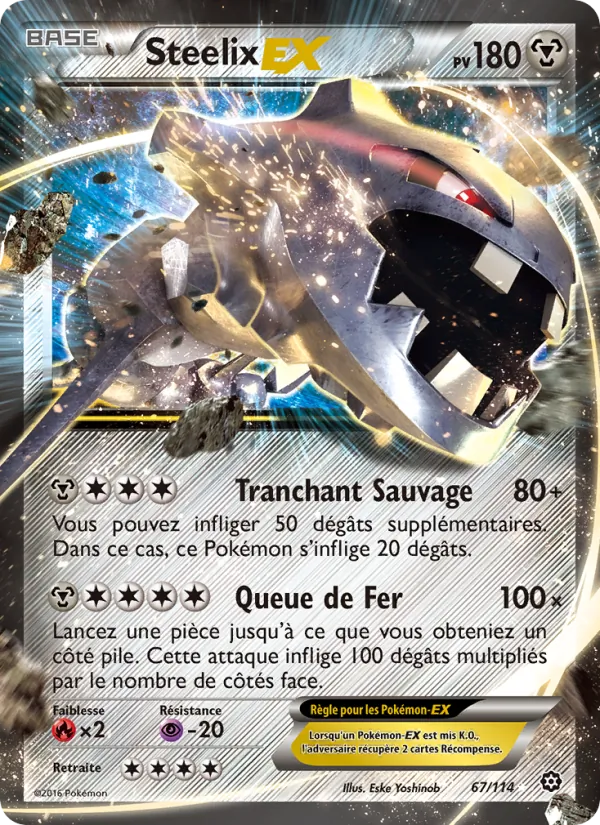Carte Pokémon Steelix EX 67/114 de l'extension Offensive Vapeur