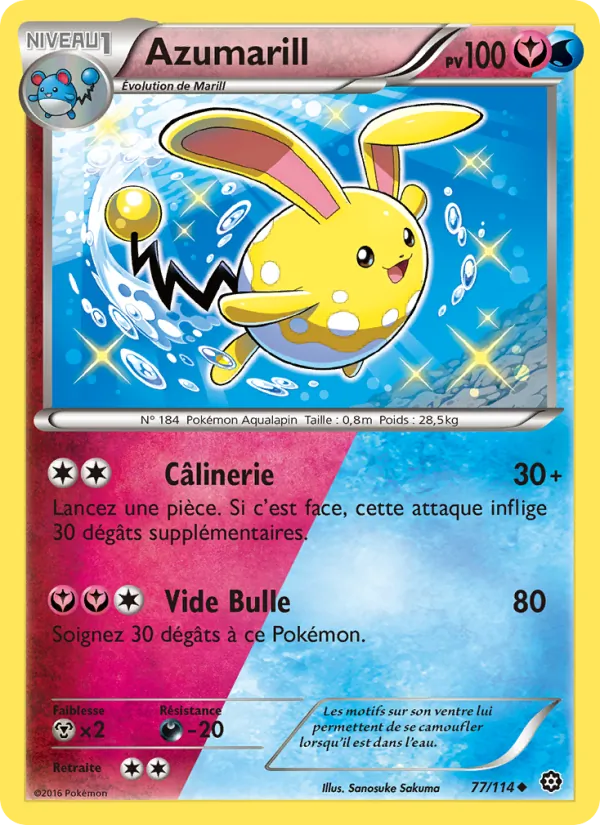 Carte Pokémon Azumarill 77/114 de l'extension Offensive Vapeur