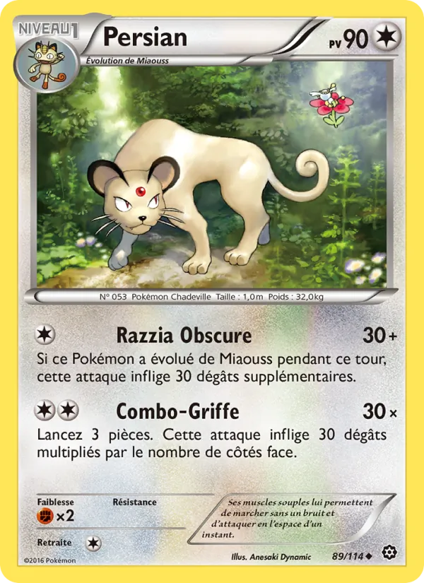 Carte Pokémon Persian 89/114 de l'extension Offensive Vapeur