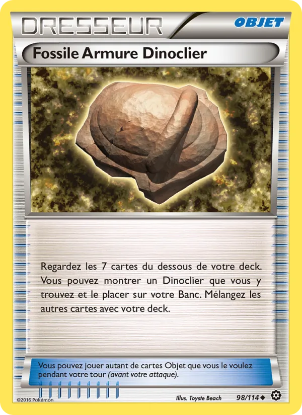 Carte Pokémon Fossile Armure Dinoclier 98/114 de l'extension Offensive Vapeur
