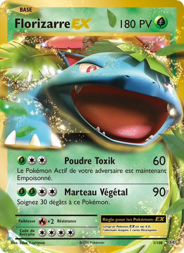 Carte Pokémon Florizarre EX 1/108 de l'extension Évolutions
